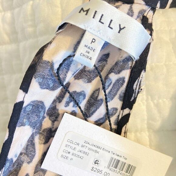 Milly Women's Halter Top  Size P / 0 Emma Animal Print W/tie Neck MSRP $295 NWT - Picture 3 of 6